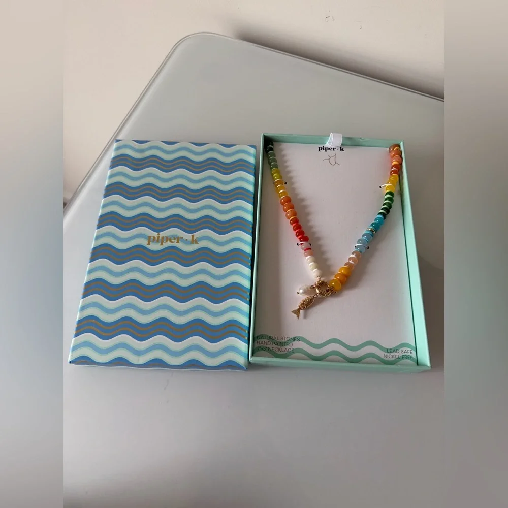 Viral Piper K Fish charm colorful Beaded Necklace - Picture 1 of 2